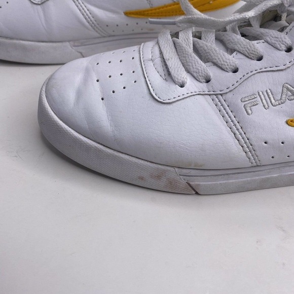 FILA Vulc 13 Faux Leather Mens Sz 6 White Yellow Shoes Sneakers High Top main image 4